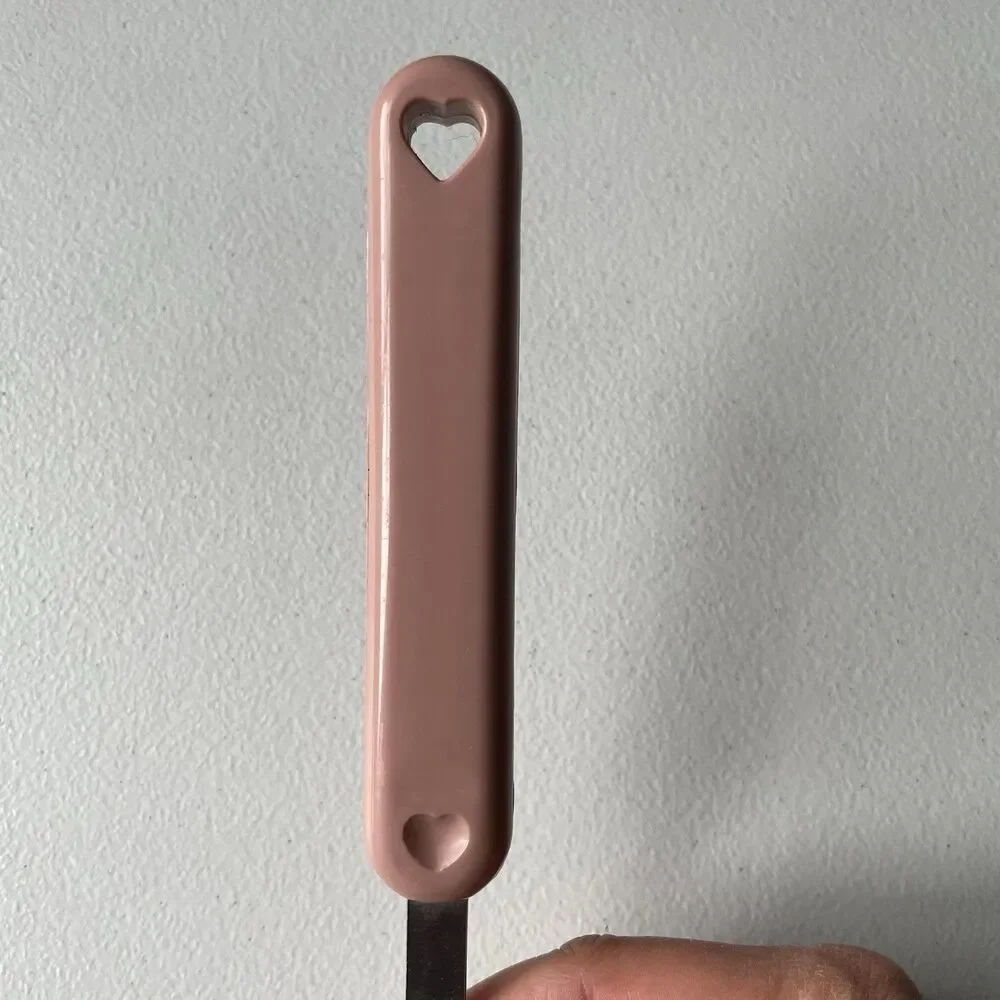 Four Star Vintage 1989 Heart Shaped Kitchen Spoon Utensil Pink Slotted 11.5